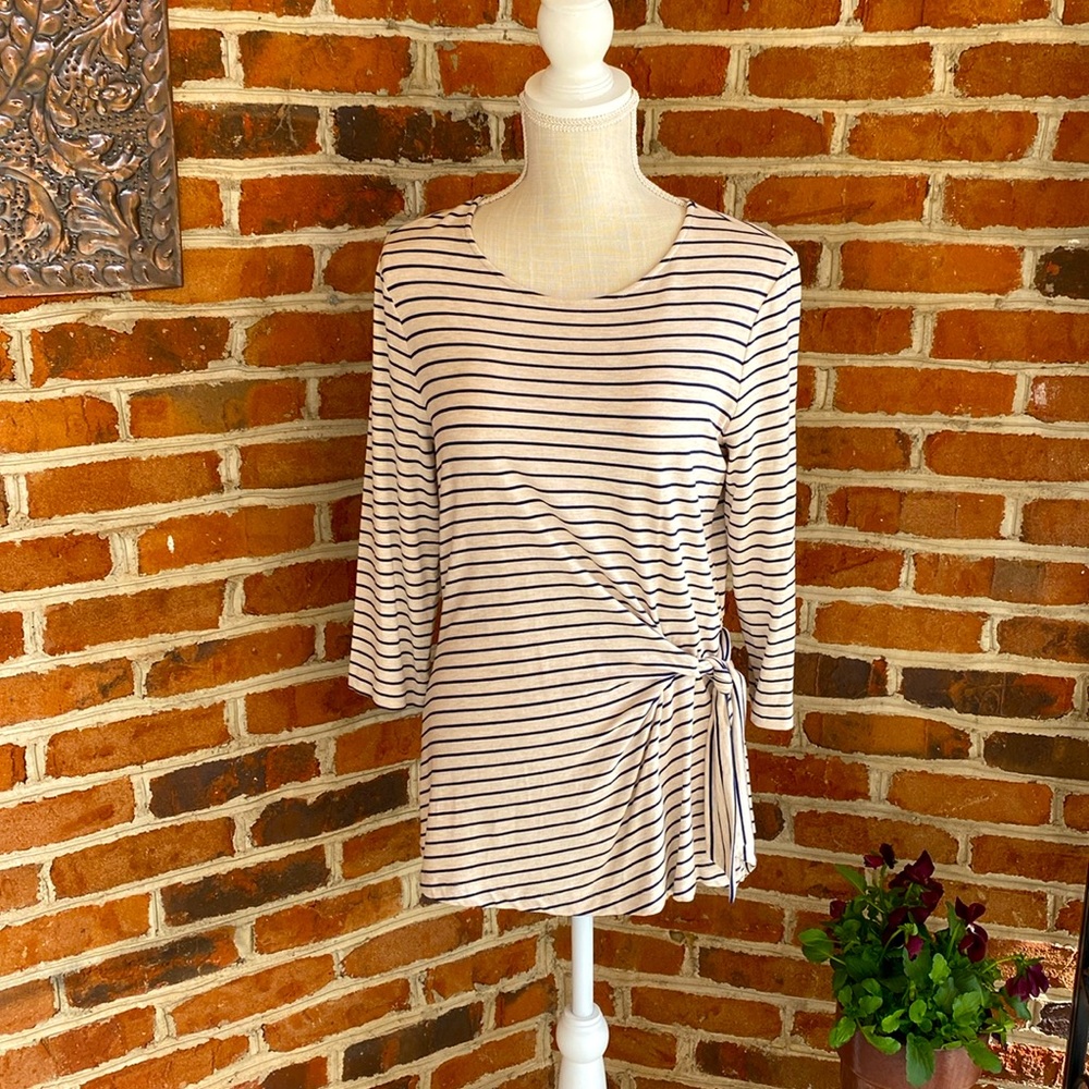 Chicos knit top, side tie, 3 quarter length sleeves, size 0 (small)